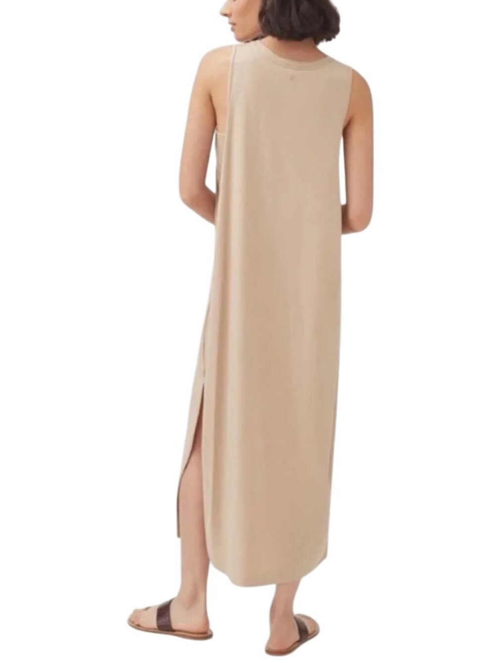 NWT Cuyana Drape Back Midi Dress S Dune Pima Cotton Modal - Picture 3 of 15